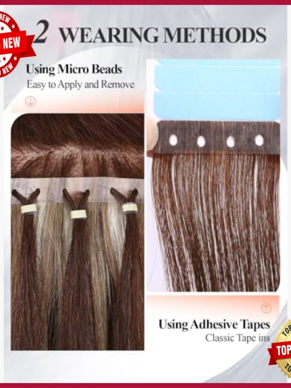 Human Hair Extensions 22 Inch Invisible Weft Glueless 40g 4Pcs - Picture 5 of 6